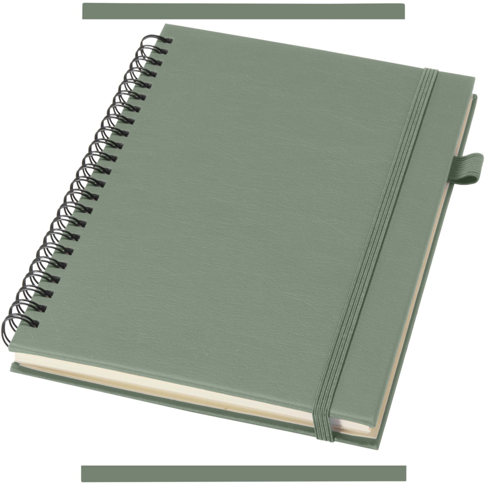 Liss A5 recycled plastic hard cover spiral notebook, Heather green, colour variant