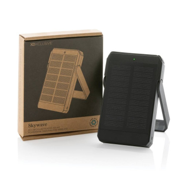 Black Skywave RCS 5,000 mAh solar power bank — product with retail box, customisable with a logo – Logo.ee