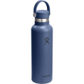 Hydro Flask Standard Mouth 621 ml insulated stainless steel water bottle with straw cap, Mid Blue