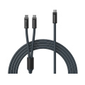 VINGA Baltimore silicone multi charging cable (C+2C), navy