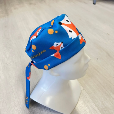 Medical scrub cap with sublimation print and logo