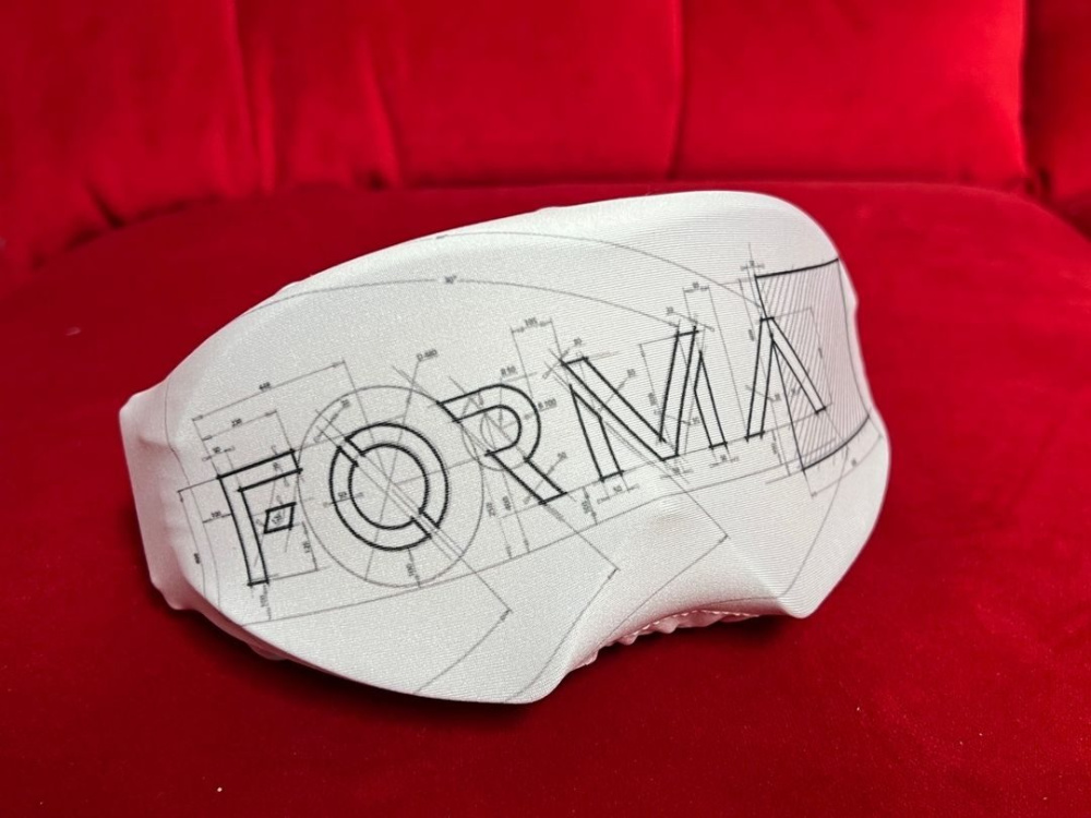 Ski goggle cover with sublimation print and logo