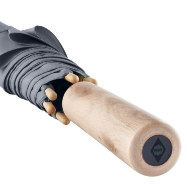 FARE ÖkoBrella Automatic Umbrella with Recycled PET Cover and Wooden Handle with Your Logo, grey (waterSAVE®) – detail view 8