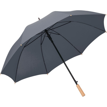 FARE ÖkoBrella Automatic Golf Umbrella with Recycled PET Cover and Wooden Handle with Your Logo, grey (waterSAVE®) – detail view 2