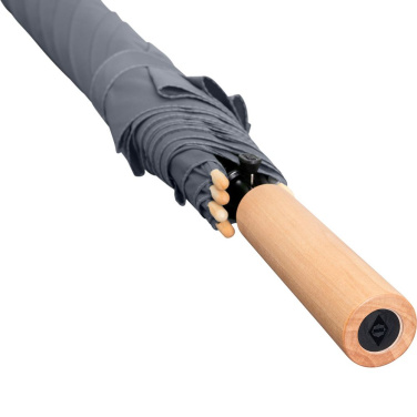 FARE ÖkoBrella Automatic Golf Umbrella with Recycled PET Cover and Wooden Handle with Your Logo, grey (waterSAVE®) – detail view 9