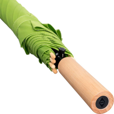 FARE ÖkoBrella Automatic Golf Umbrella with Recycled PET Cover and Wooden Handle with Your Logo, lime (waterSAVE®) – detail view 9
