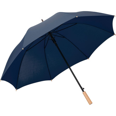 FARE ÖkoBrella Automatic Golf Umbrella with Recycled PET Cover and Wooden Handle with Your Logo, navy (waterSAVE®) – detail view 2