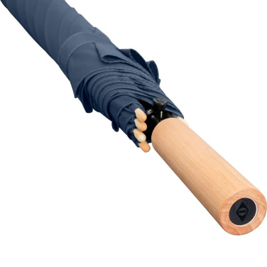 FARE ÖkoBrella Automatic Golf Umbrella with Recycled PET Cover and Wooden Handle with Your Logo, navy (waterSAVE®) – detail view 9