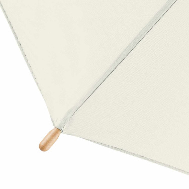 FARE ÖkoBrella Automatic Golf Umbrella with Recycled PET Cover and Wooden Handle with Your Logo, natural white (waterSAVE®) – detail view 4
