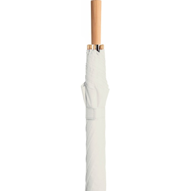 FARE ÖkoBrella Automatic Golf Umbrella with Recycled PET Cover and Wooden Handle with Your Logo, natural white (waterSAVE®) – detail view 6