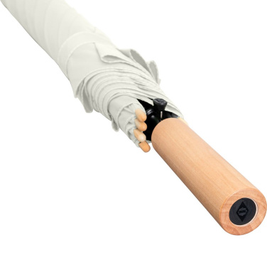FARE ÖkoBrella Automatic Golf Umbrella with Recycled PET Cover and Wooden Handle with Your Logo, natural white (waterSAVE®) – detail view 9
