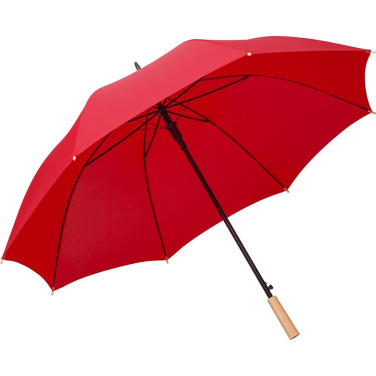 FARE ÖkoBrella Automatic Golf Umbrella with Recycled PET Cover and Wooden Handle with Your Logo, red (waterSAVE®) – detail view 2