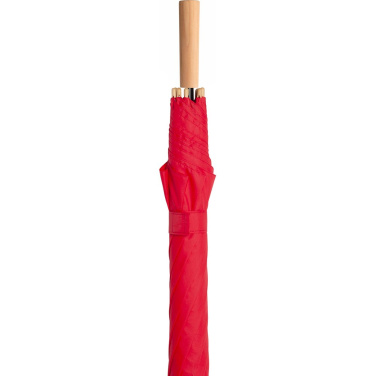 FARE ÖkoBrella Automatic Golf Umbrella with Recycled PET Cover and Wooden Handle with Your Logo, red (waterSAVE®) – detail view 6