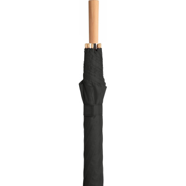 FARE ÖkoBrella Automatic Golf Umbrella with Recycled PET Cover and Wooden Handle with Your Logo, black (waterSAVE®) – detail view 6