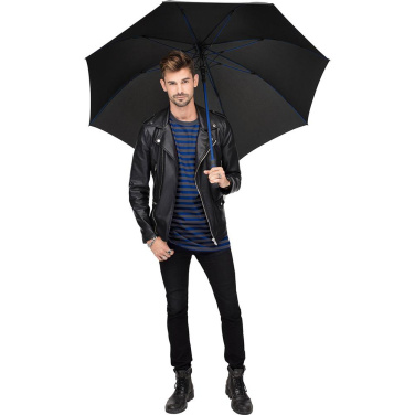 FARE® Style Automatic Golf Umbrella with Coloured Details with Your Logo, black-euroblue – detail view 3