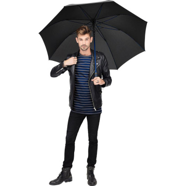 FARE® Style Automatic Golf Umbrella with Coloured Details with Your Logo, black-euroblue – detail view 4