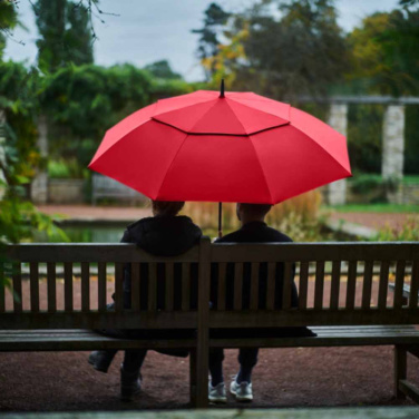 FARE® Doubleface XL Vent Two-Colour Vented Golf Umbrella with Your Logo, red (waterSAVE®)/black – detail view 4