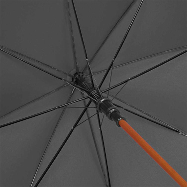 FARE Automatic Umbrella with Wooden Shaft with Your Logo, anthracite – detail view 4