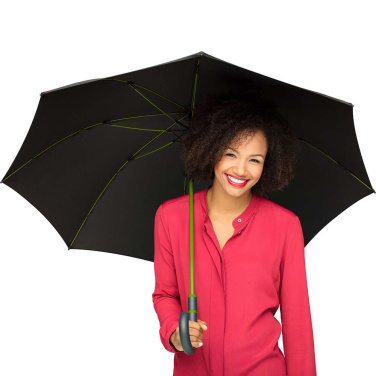FARE® Style Midsize Automatic Umbrella with Coloured Details with Your Logo, black-lime – detail view 2