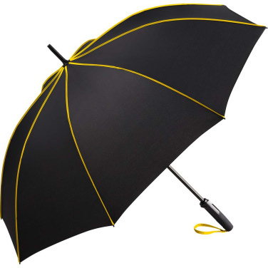 FARE® Seam Midsize Automatic Umbrella with Coloured Seams with Your Logo, black-yellow – product photo