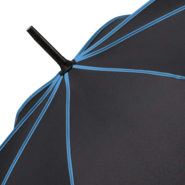 FARE® Seam Midsize Automatic Umbrella with Coloured Seams with Your Logo, black-blue – detail view 7