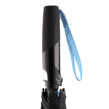 FARE® Seam Midsize Automatic Umbrella with Coloured Seams with Your Logo, black-blue – detail view 10