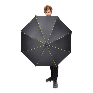 FARE® Seam Midsize Automatic Umbrella with Coloured Seams with Your Logo, black-lime – detail view 7
