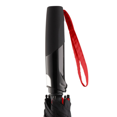 FARE® Seam Midsize Automatic Umbrella with Coloured Seams with Your Logo, black-red – detail view 9