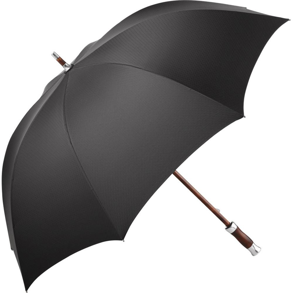 FARE® Exklusiv 60th Edition Luxury Wooden Shaft Umbrella with Your Logo, dark grey-black – product photo