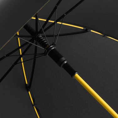 FARE® Colorline Automatic Umbrella with Coloured Ribs and Shaft with Your Logo, black-yellow – colour swatch