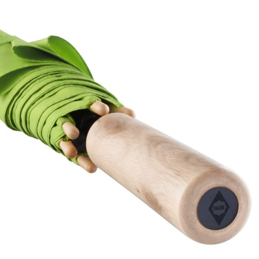 FARE ÖkoBrella Automatic Umbrella with Recycled PET Cover and Wooden Handle with Your Logo, lime (waterSAVE®) – detail view 7
