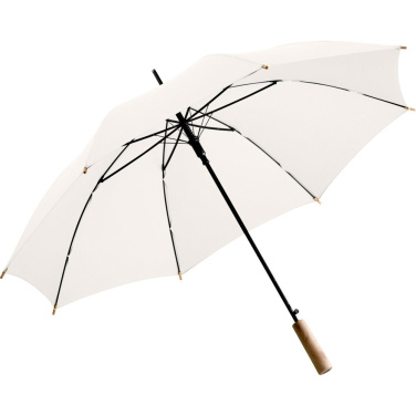 FARE ÖkoBrella Automatic Umbrella with Recycled PET Cover and Wooden Handle with Your Logo, natural white (waterSAVE®) – detail view 2
