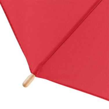 FARE ÖkoBrella Automatic Umbrella with Recycled PET Cover and Wooden Handle with Your Logo, red (waterSAVE®) – detail view 4