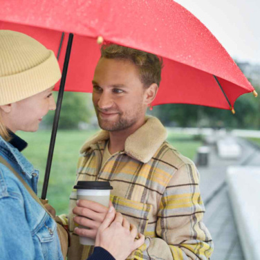 FARE ÖkoBrella Automatic Umbrella with Recycled PET Cover and Wooden Handle with Your Logo, red (waterSAVE®) – detail view 10