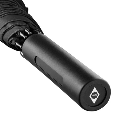 FARE Automatic Umbrella with Double Branding Area on Handle 105 cm with Your Logo, black – detail view 5