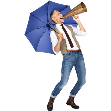 FARE Automatic Umbrella with Wooden Crook Handle with Your Logo, euroblue – detail view 2