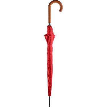 FARE Automatic Umbrella with Wooden Crook Handle with Your Logo, red – detail view 3