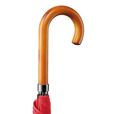 FARE Automatic Umbrella with Wooden Crook Handle with Your Logo, red – detail view 4