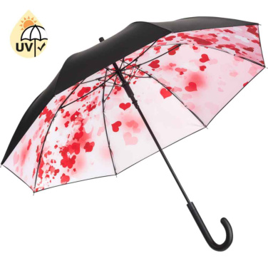 FARE® Impressions Automatic Umbrella with Colourful Inside Print with Your Logo, black/heart design – product photo