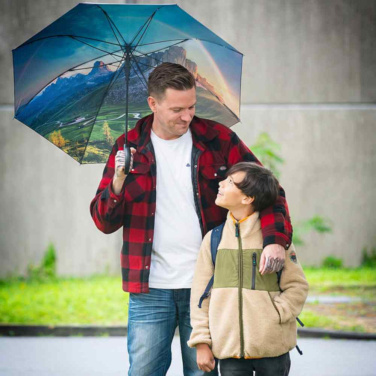 FARE® Impressions Automatic Umbrella with Colourful Inside Print with Your Logo, black/mountain design – detail view 3