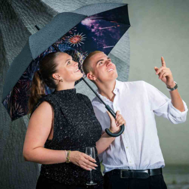 FARE® Impressions Automatic Umbrella with Colourful Inside Print with Your Logo, black/firework design – detail view 3