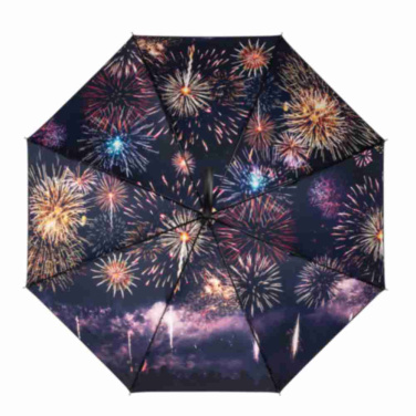 FARE® Impressions Automatic Umbrella with Colourful Inside Print with Your Logo, black/firework design – detail view 5