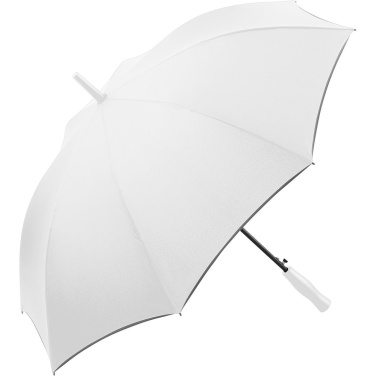 FARE® AC Automatic Umbrella with Reflective Piping and Fibreglass Shaft with Your Logo, white – product photo