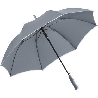 FARE® AC Automatic Umbrella with Reflective Piping and Fibreglass Shaft with Your Logo, grey – detail view 7