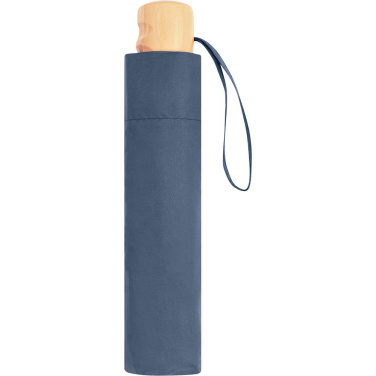 FARE ÖkoBrella Pocket Umbrella with Recycled PET Cover and Wooden Handle with Your Logo, navy (waterSAVE®) – detail view 5