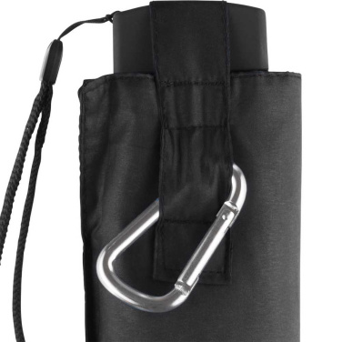 FARE SlimLite® Adventure Flat Mini Umbrella in Case with Snap Hook with Your Logo, black – detail view 4