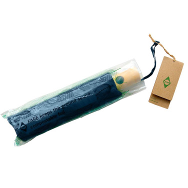 FARE ÖkoBrella AOC Pocket Umbrella with Recycled PET Cover and Bamboo Handle with Your Logo, navy (waterSAVE®) – detail view 9