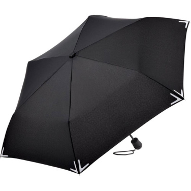 FARE Safebrella® Pocket Umbrella with LED Light and Reflectors with Your Logo, black – product photo