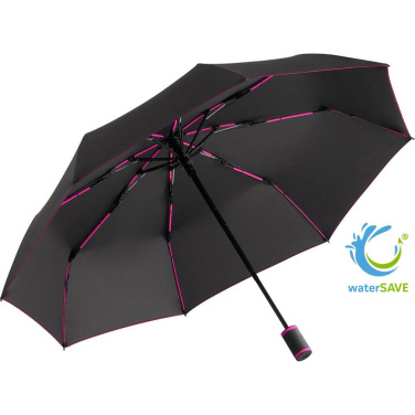 FARE® AOC Mini Style Automatic Pocket Umbrella with Coloured Details with Your Logo, black-magenta – product photo