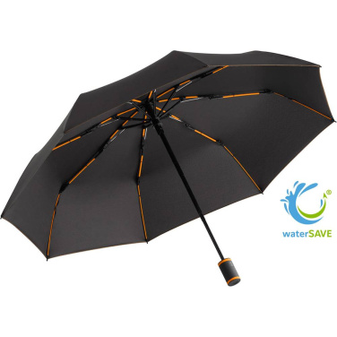FARE® AOC Mini Style Automatic Pocket Umbrella with Coloured Details with Your Logo, black-orange – product photo